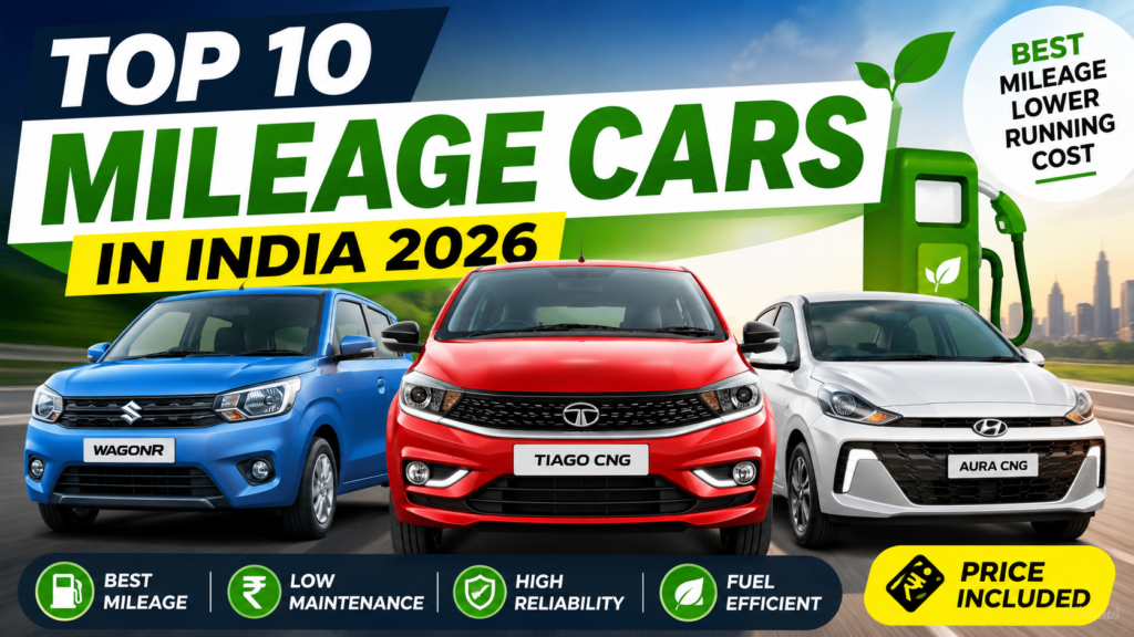 Best Mileage Cars in India 2026 – Top 10 Fuel-Efficient Cars with Price
