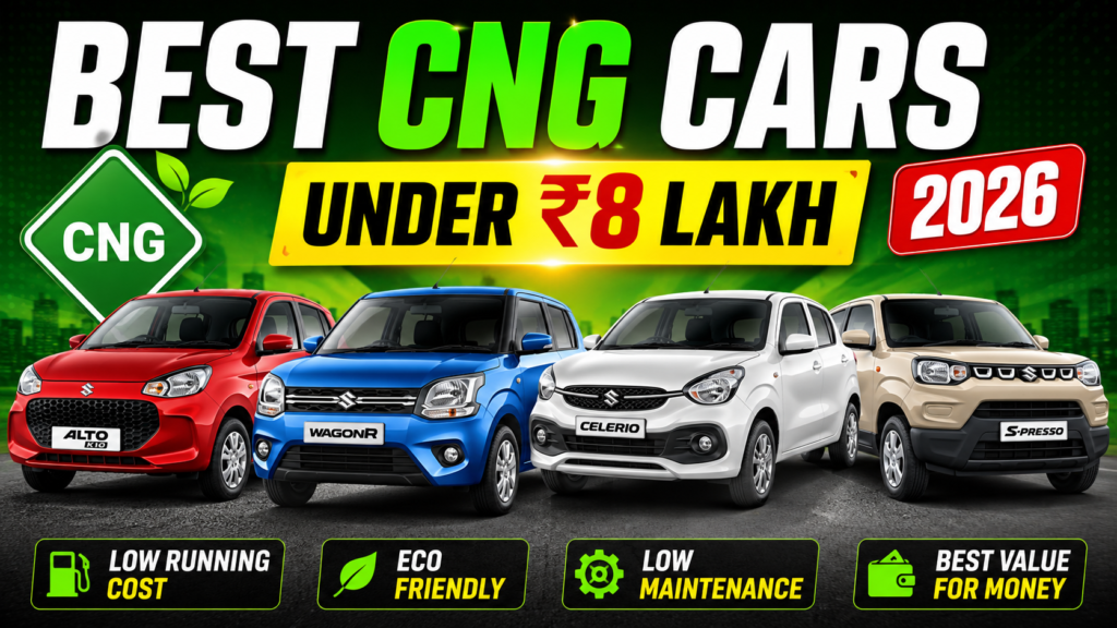 Best CNG Cars Under ₹8 Lakh in India (2026): Price, Mileage & Full Comparison